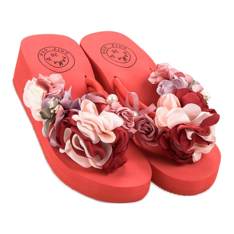 Fama Infradito con zeppa in schiuma rosso 1
