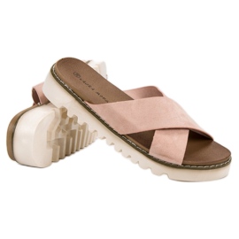 Laura Mode Pantofole in pelle scamosciata beige 1