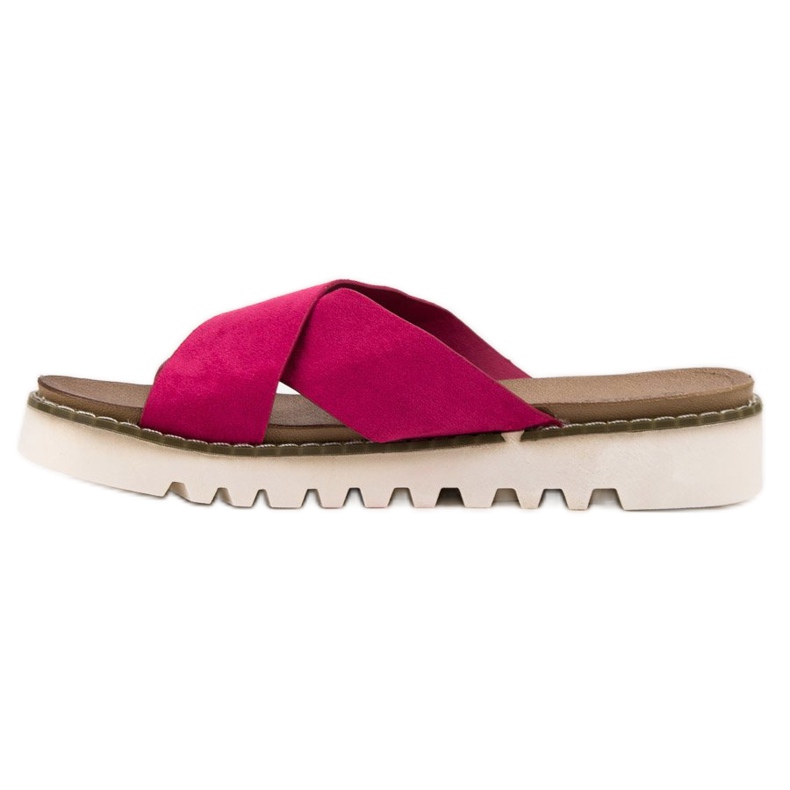 Laura Mode Pantofole Scamosciate Fucsia viola 1