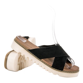 Laura Mode Pantofole in camoscio nero 1