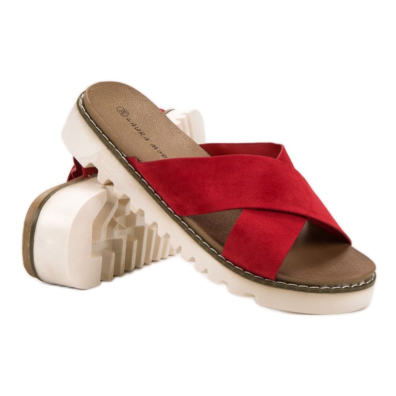 Laura Mode Pantofole in pelle scamosciata rossa rosso 1