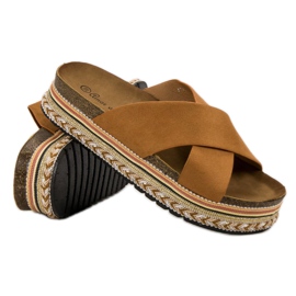SHELOVET Pantofole cammello Boho marrone 1