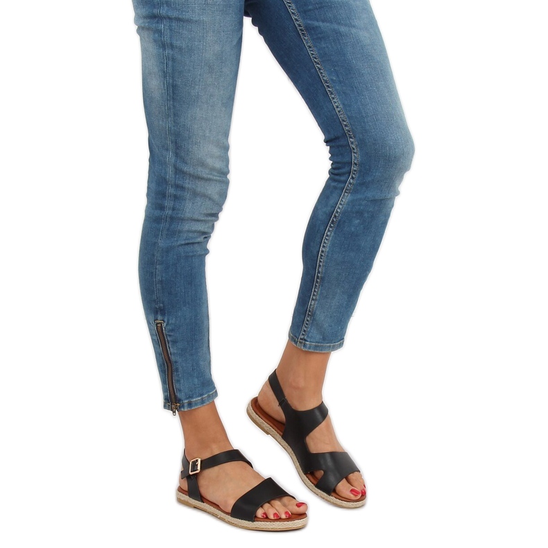 Sandali neri da donna H-7 Black nero 1