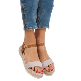 Sandali espadrillas grigie Y-8224 Grigio marrone 1