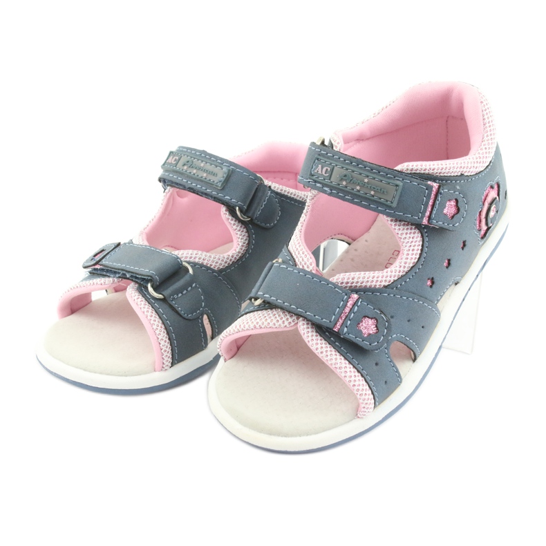 Sandali da bambina in denim American Club DR20 blu rosa 3