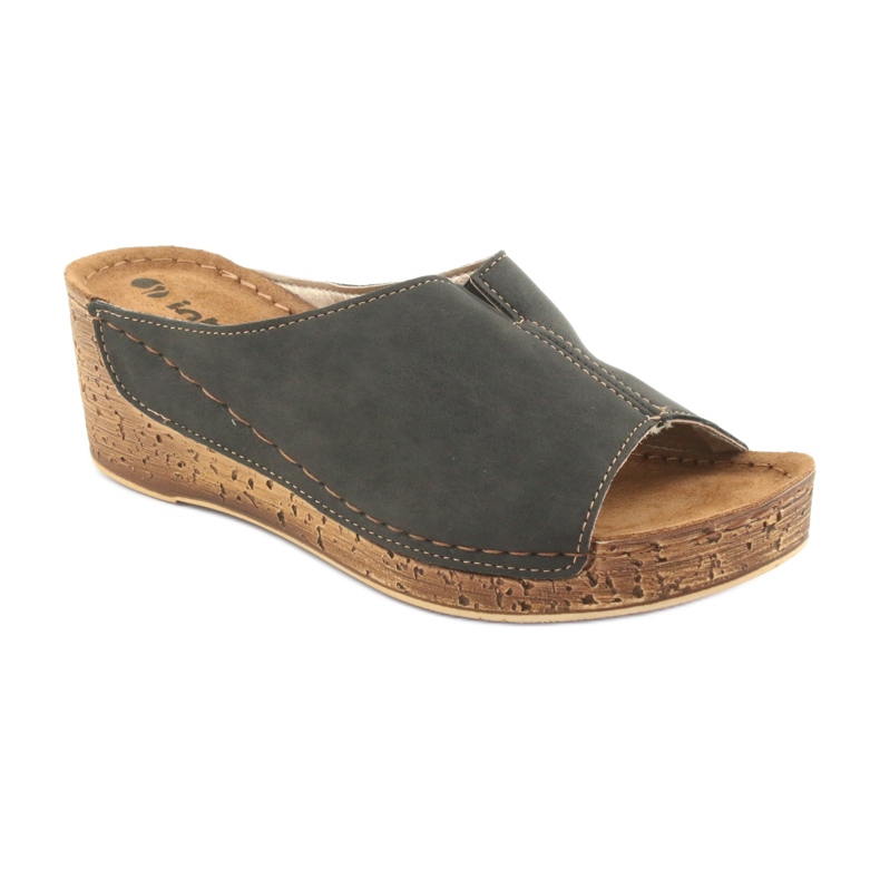 Pantofole da donna con zeppa Inblu NG002 marrone nero multicolore 1