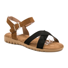 Primavera Sandali in pelle scamosciata marrone nero 1