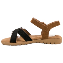 Primavera Sandali in pelle scamosciata marrone nero 2