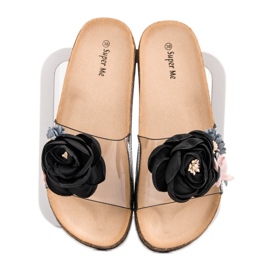 Super Me Pantofole Con Fiori nero multicolore 1