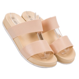 Laura Mode Pantofole in gomma beige 1