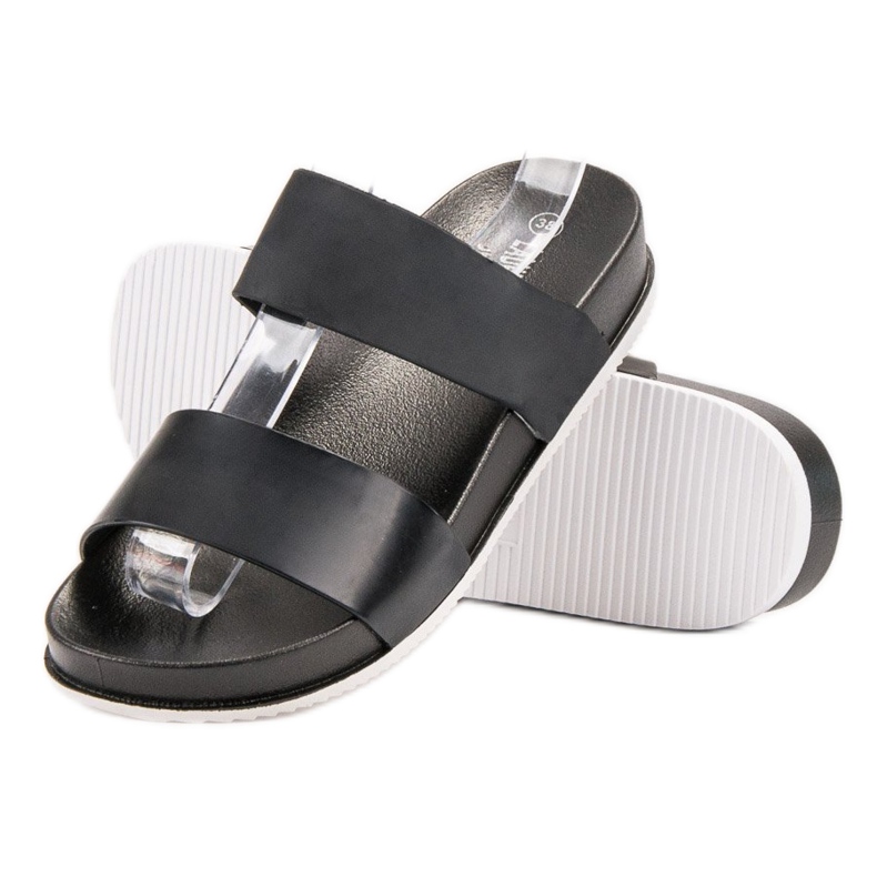 Laura Mode Pantofole di gomma nere nero 1
