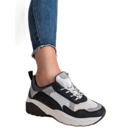 SHELOVET Scarpe da ginnastica alla moda bianco nero grigio 1
