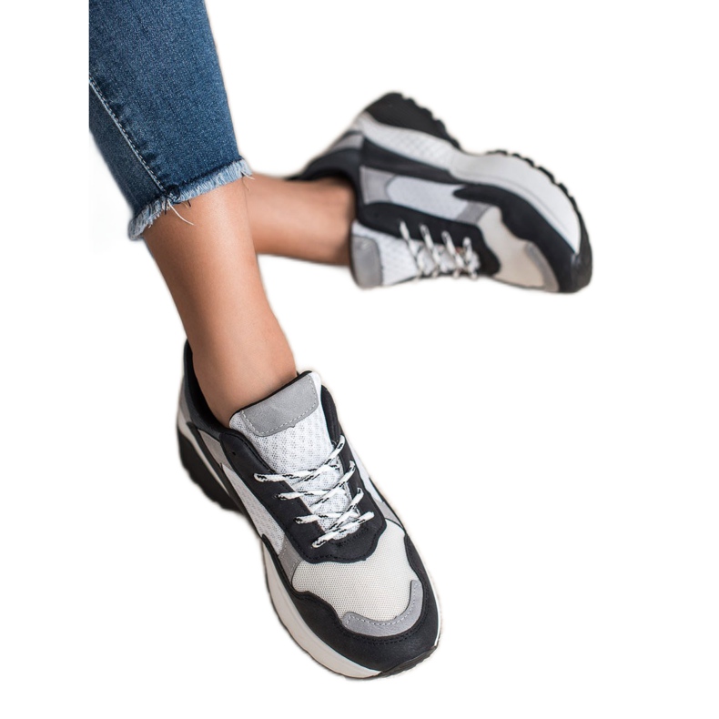 SHELOVET Scarpe da ginnastica alla moda bianco nero grigio 2