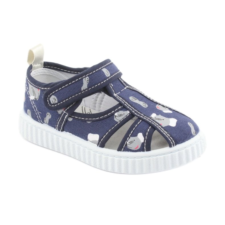 Scarpe da bambino American Club blu navy con velcro TEN 27/19 bianco grigio 1