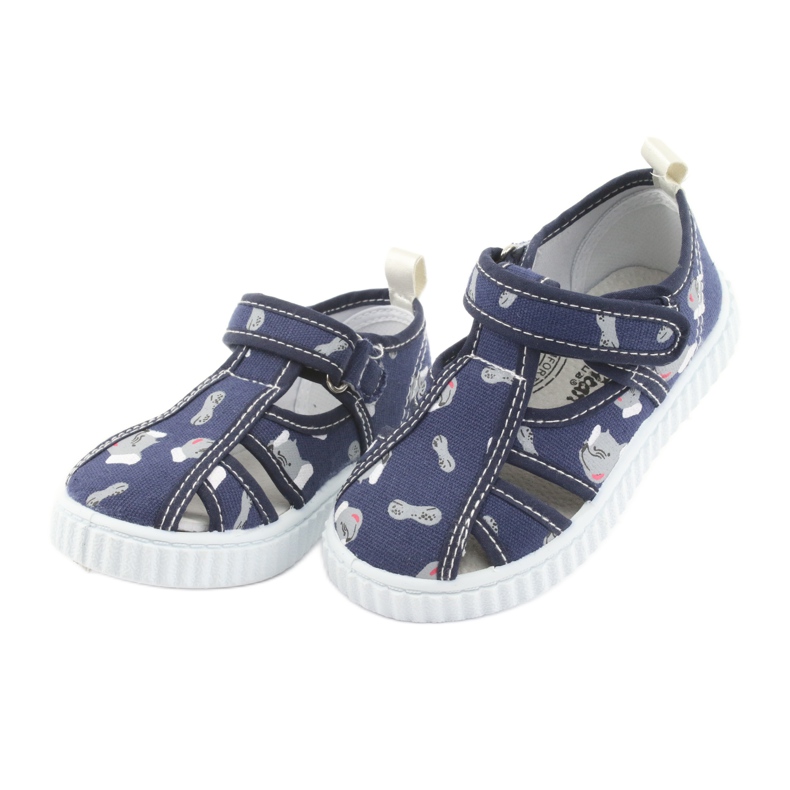 Scarpe da bambino American Club blu navy con velcro TEN 27/19 bianco grigio 3