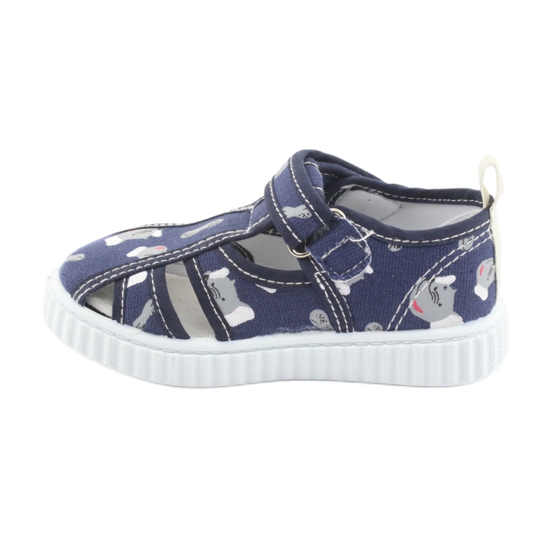 Scarpe da bambino American Club blu navy con velcro TEN 27/19 bianco grigio 2