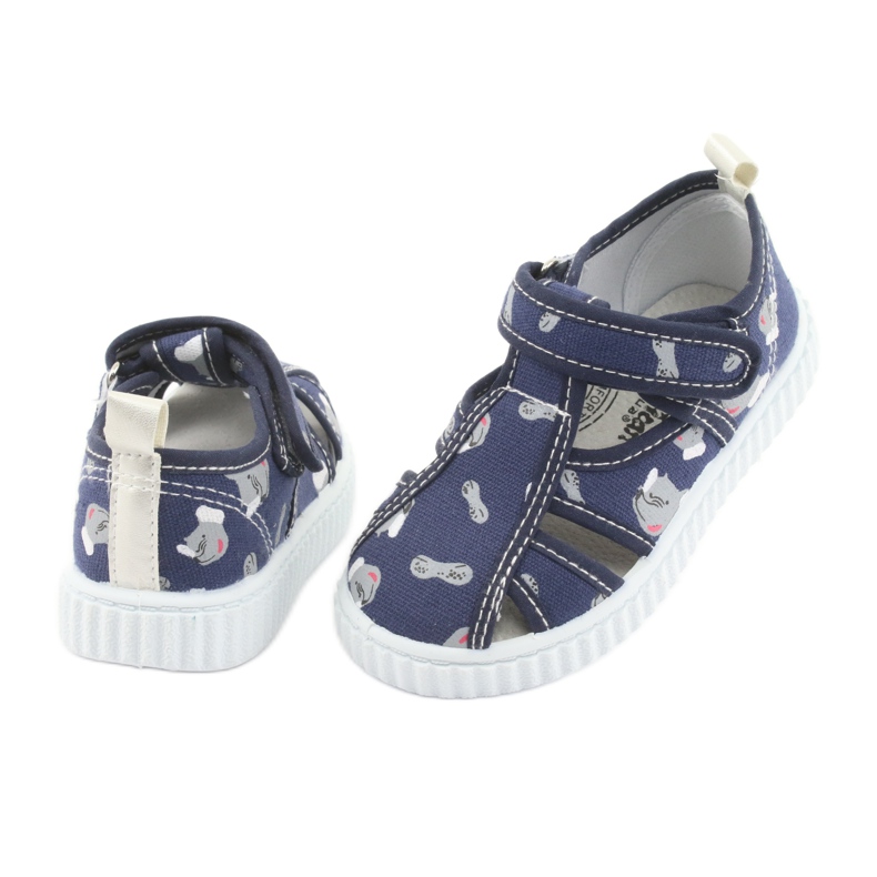 Scarpe da bambino American Club blu navy con velcro TEN 27/19 bianco grigio 4
