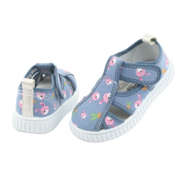 Scarpe da bambino American Club con velcro blu TEN 32/19 bianco rosa 4