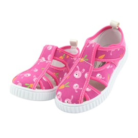 Scarpe da bambino American Club con velcro rosa TEN 32/19 bianco 3