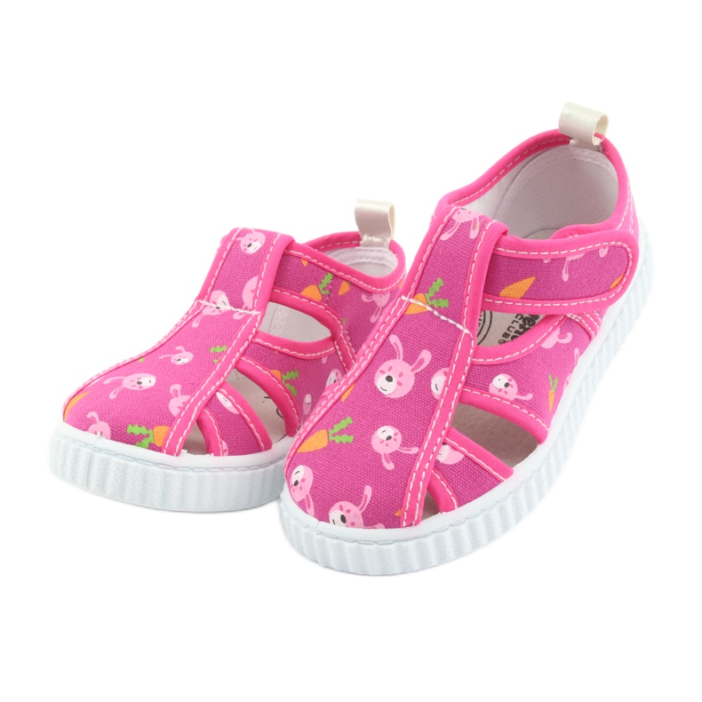 Scarpe da bambino American Club con velcro rosa TEN 32/19 bianco 3