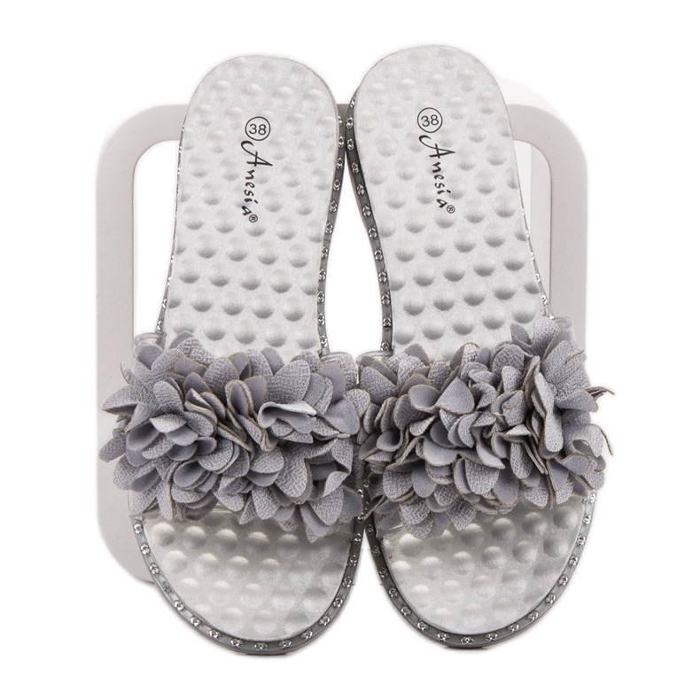 Anesia Paris Pantofole In Gomma Con Fiori grigio 1