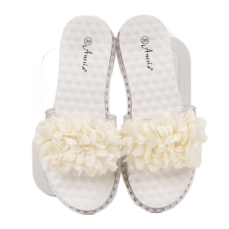 Anesia Paris Pantofole In Gomma Con Fiori bianco 1