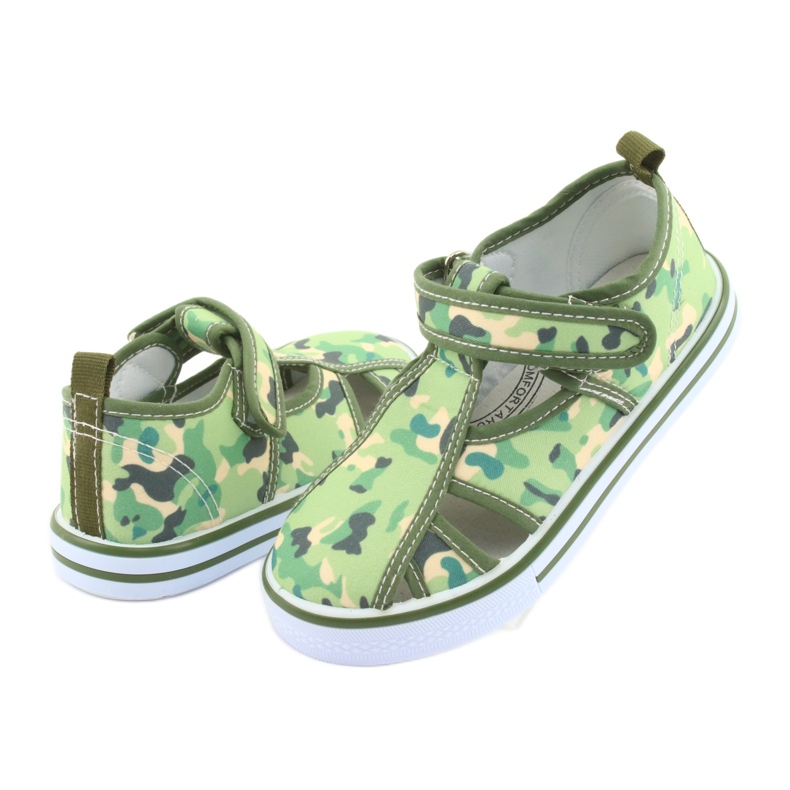 Scarpe da bambino American Club con velcro verde mimetico TEN 27/19 marrone grigio 4
