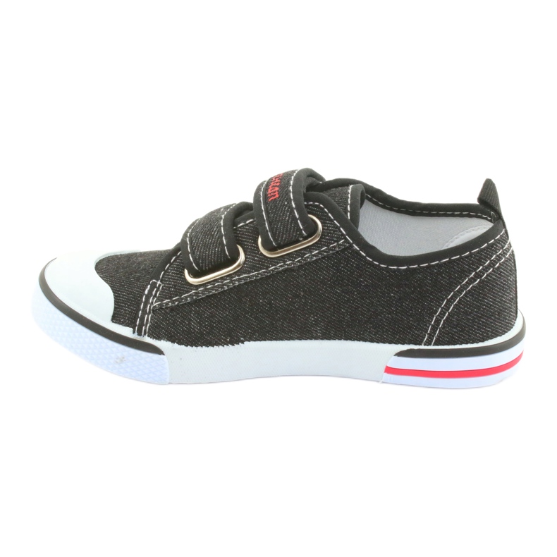 Sneaker con velcro in jeans nero American Club bianca rosso 2