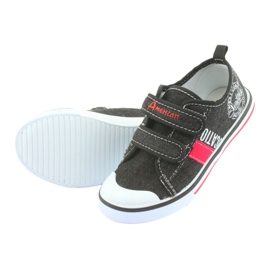 Sneaker con velcro in jeans nero American Club bianco rosso 3