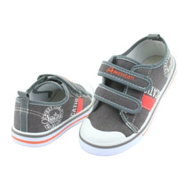 Sneaker velcro jeans grigio American Club bianca arancia 4