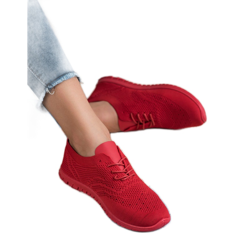 SHELOVET Scarpe sportive in tessuto rosso 1
