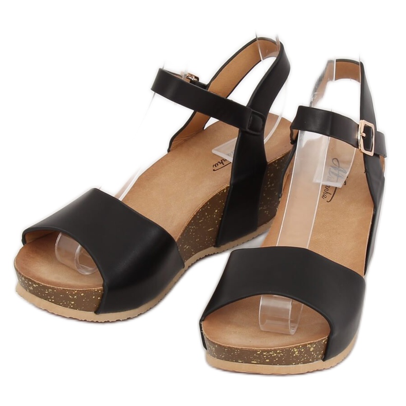 Sandali neri con zeppa 1052 Black nero 2