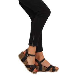 Sandali neri con zeppa 1058 Black nero 1