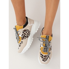BL170P Scarpe sportive beige con stampa leopardata marrone giallo 2