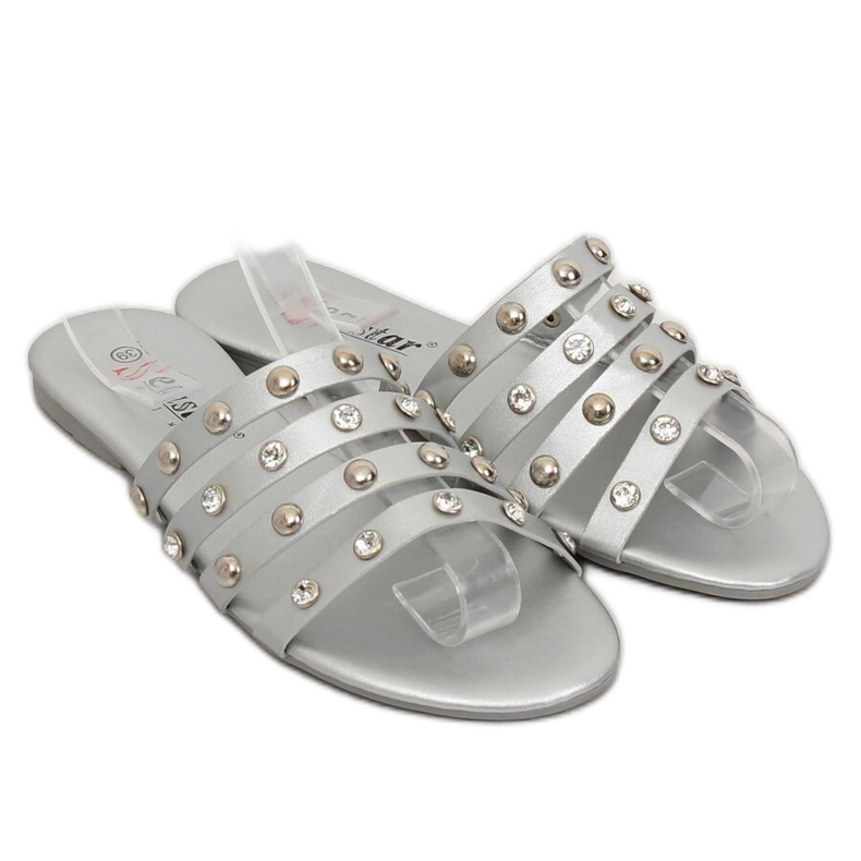 Ciabatte argento da donna DD83P Silver grigio 1
