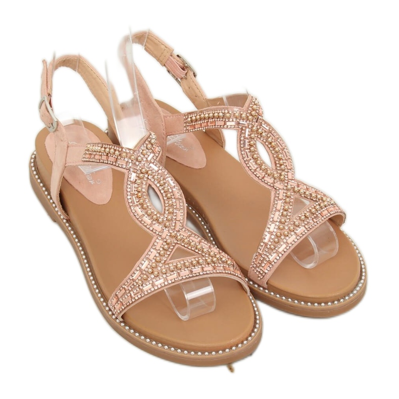 Sandali decorati con rosa LC-802 Pink 1
