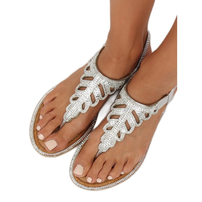 Infradito argento con pietre ZY172 Silver grigio 2