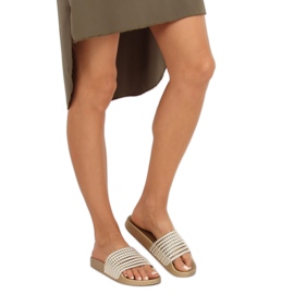 G301 Pantofole oro con perline d'oro 2