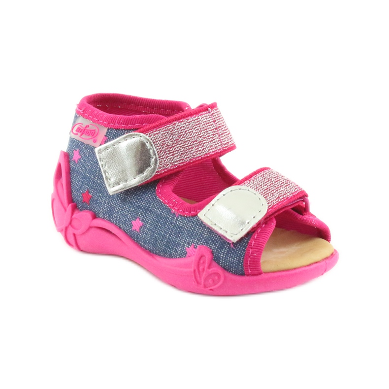 Sandali Befado ciabatte, sottopiede in pelle blu rosa 1