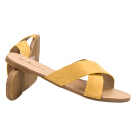 Primavera Comode pantofole piatte giallo 2