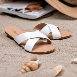 Primavera Comode pantofole piatte bianco 2