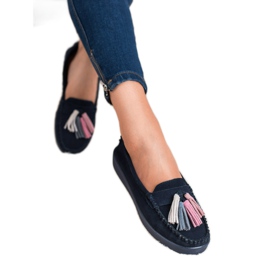 Filippo Mocassini In Pelle Con Frange blu navy 2
