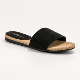 Primavera Pantofole in pelle scamosciata nero 1