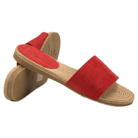 Primavera Pantofole in pelle scamosciata rosso 1