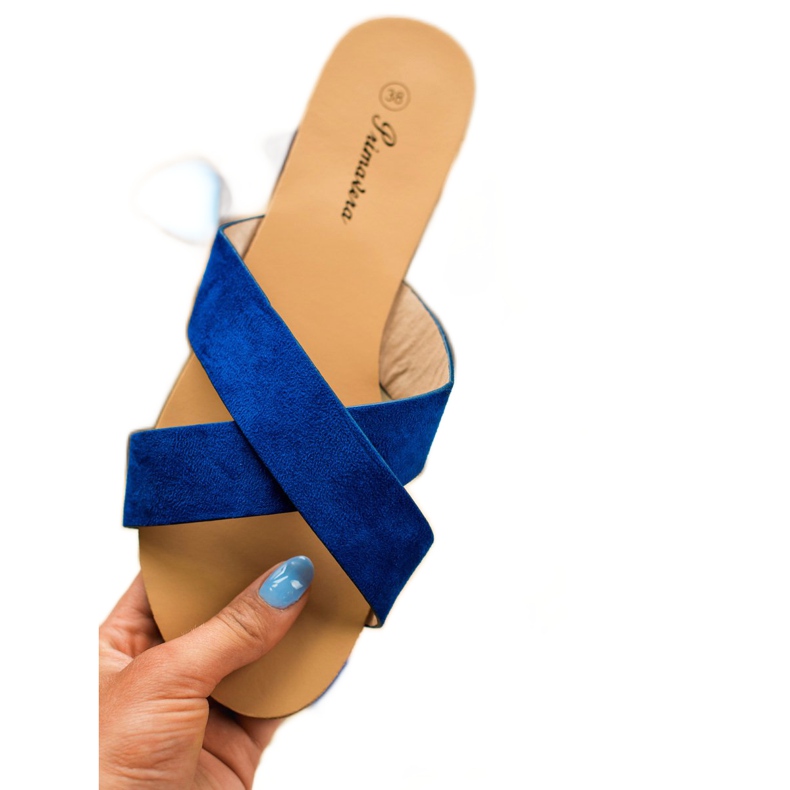 Primavera Comode pantofole piatte blu 1