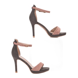 VINCEZA sandali tacco alto rosa grigio 1