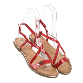 Anesia Paris Sandali piatti laccati rosso 2