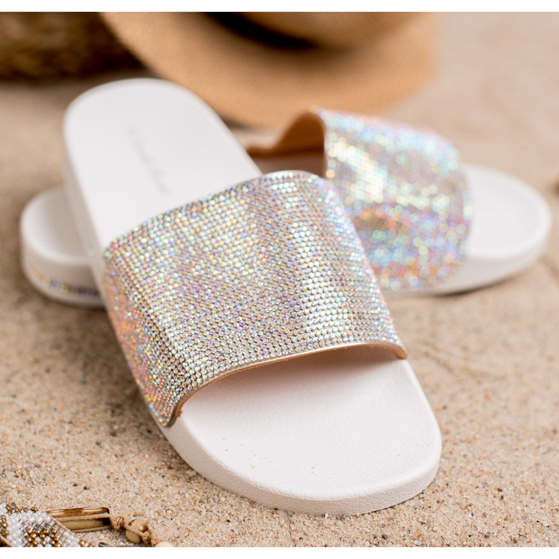 Sweet Shoes Pantofole Con Cristalli bianco grigio 1