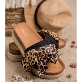 Vices Pantofole alla moda con stampa animalier nero 2