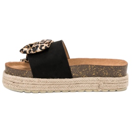 Vices Pantofole alla moda con stampa animalier nero 1